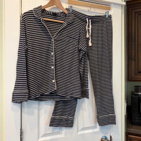 J. Crew Navy and White Striped Pajama Set - Picture 1 of 4